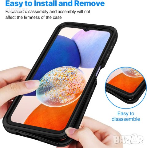 Удароустойчив калъф за телефон Samsung Galaxy A14, черен, снимка 3 - Калъфи, кейсове - 43173466