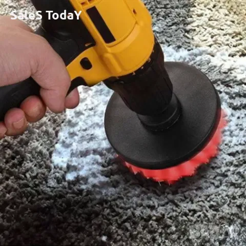 Четки за кола, Комплект от три четки за почистване, подходящи за бормашина и винтоверт, снимка 2 - Други - 30319075