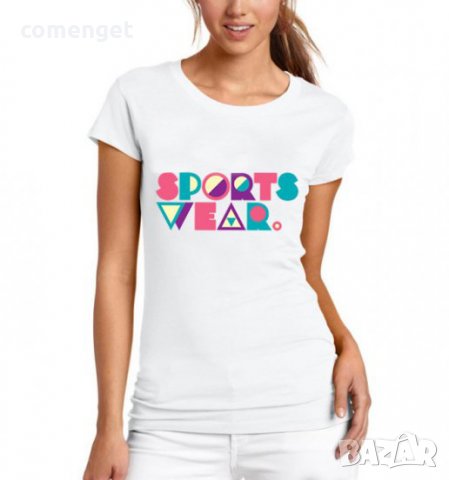  ПРОМО! Дамска тениска SPORTSWEAR принт. Поръчай с ТВОЯ идея за модела, снимка 2 - Тениски - 18663041