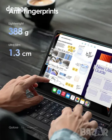 Qulose Калъф с клавиатура за iPad Air 5/4 (2022/2020) 10.9", iPad Pro 11 инча, черен, снимка 4 - Таблети - 47420907