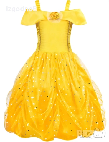 5-6г. Комплект карнавална рокля на принцеса + ръкавици и бижута аксесоари Хелоуин рокля , снимка 2 - Детски рокли и поли - 52011251