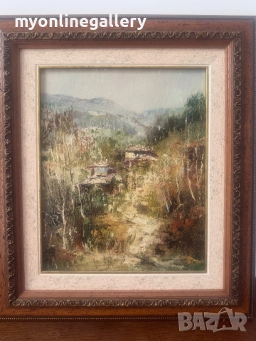 Евгени Томов Родопски пейзаж масло на платно 20 на 30 см