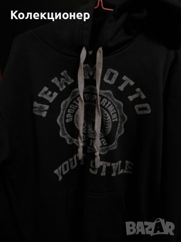 Дебел суитчър с качулка и щампа New Motto, снимка 2 - Суичъри - 39987568