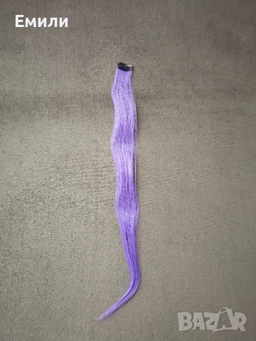 5 броя лилави кичури/екстеншъни/аксесоари за коса - синтетичен косъм, снимка 7 - Аксесоари за коса - 51105602