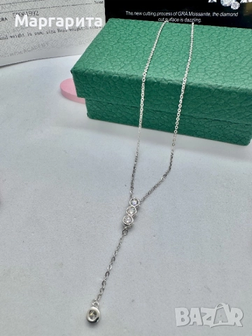 Сребърно колие с мойсанит (диамант) 0.4к, снимка 7 - Колиета, медальони, синджири - 51939231