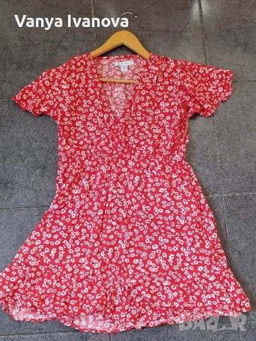 Аmisu червена рокля на бели цветчета , снимка 3 - Рокли - 50044711