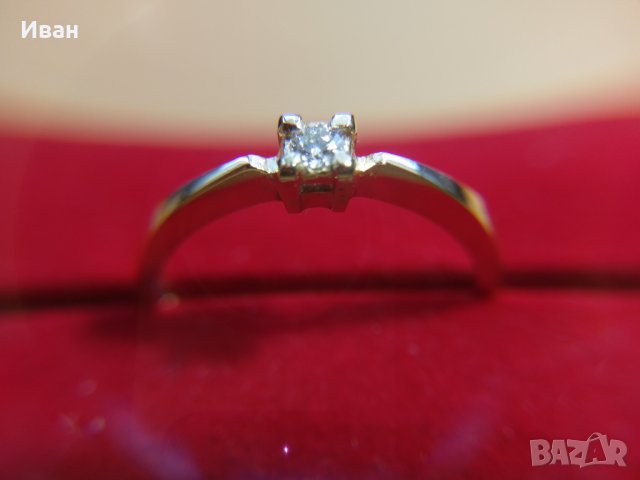 Златен пръстен с диамант, снимка 2 - Пръстени - 26545835