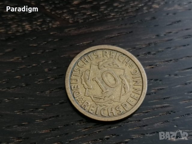 Райх монета - Германия - 10 пфенига | 1925г.; серия А, снимка 1 - Нумизматика и бонистика - 26805707