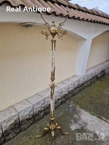 Страхотна антикварна френска подова закачалка бронз оникс , снимка 6 - Антикварни и старинни предмети - 52113565