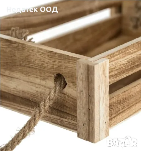 Декоративна дървена кошница, Кафяв, 31x20x7см, снимка 2 - Декорация за дома - 48687928