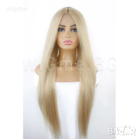 Дълга права пясъчно руса лейс фронт перука Салма, снимка 1