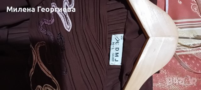 Ефектна блузка в кафяво, Р-р М/Л, снимка 2 - Блузи с дълъг ръкав и пуловери - 43114383