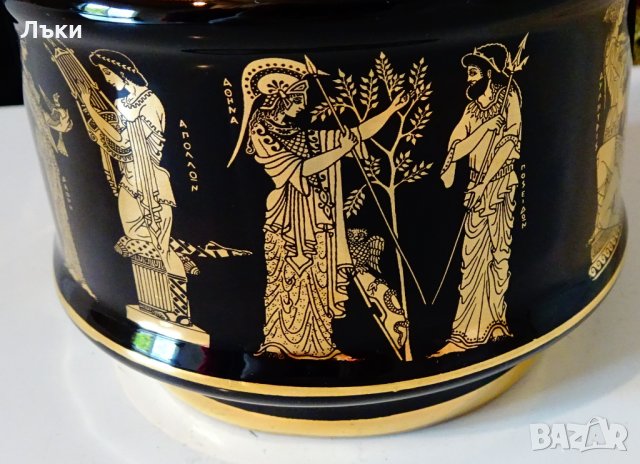 Гръцка порцеланова ваза,гарафа,24 карата злато. , снимка 4 - Вази - 34618254