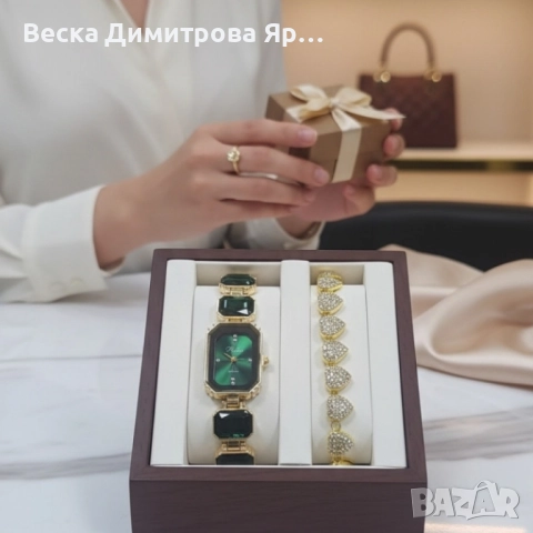 Дамски комплект часовник с кварцов механизъм и гривна, снимка 3 - Бижутерийни комплекти - 52109573