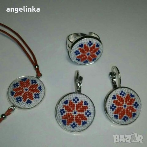 Бижута с шевици, бродерия, ръчна изработка, снимка 3 - Бижутерийни комплекти - 28155461