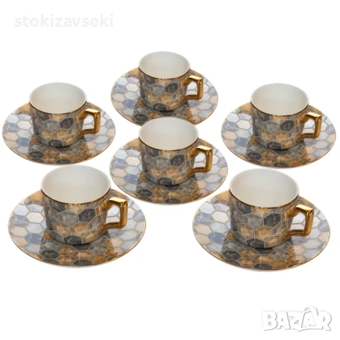 Луксозен сервиз за кафе с геометричен мотив, снимка 1
