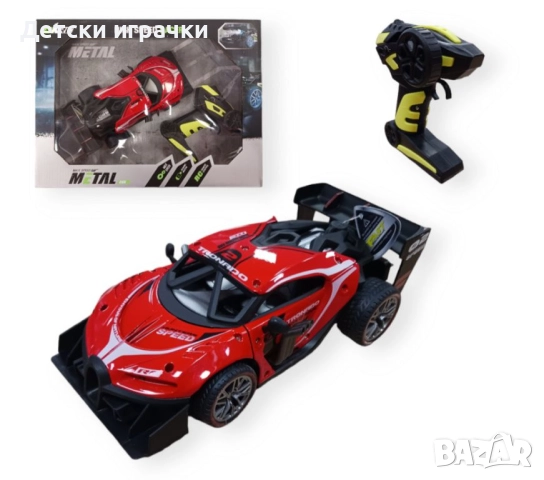 Метална кола с дистанционно и пушек, Bugatti, LED светлини 