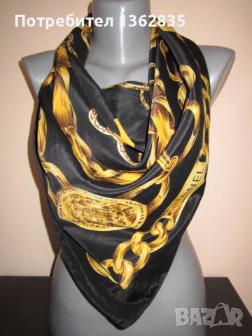 100 % оригинален черен дамски копринен шал на CHANEL / Шанел от Италия