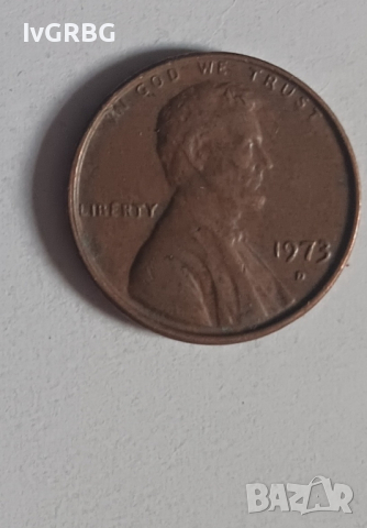 1 цент САЩ 1973 1 цент 1973 Американска монета Линкълн Америка , снимка 2 - Нумизматика и бонистика - 44897134