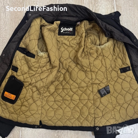 Мъжко подплатено яке Schott NYC, черно, размер S, снимка 3 - Якета - 52571721
