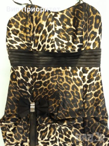 Италианска маркова много официална рокля Dolceza с подплата  тигрова с елегантни бижу-елементи+сатен, снимка 5 - Рокли - 37435606