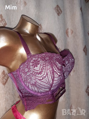 80 D Дантелен сутиен цвят бордо сутиен в червен сатен , снимка 5 - Бельо - 38721693