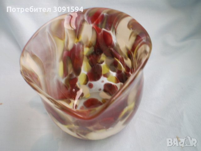 Декоративна дълбока стъклена купа Многоцветно стъкло  Мурано, снимка 4 - Други ценни предмети - 40148474