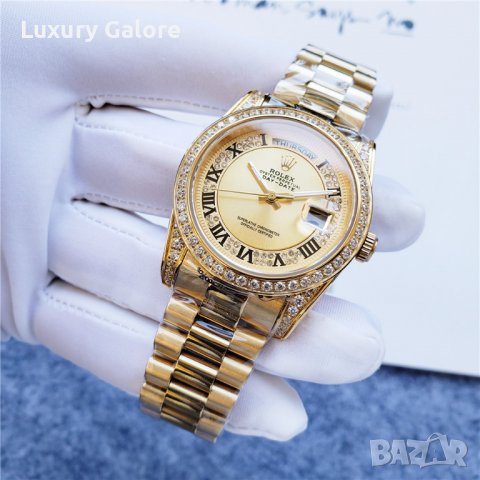 Унисекс часовник Rolex Day-Date Champagne 18К Gold с автоматичен механизъм