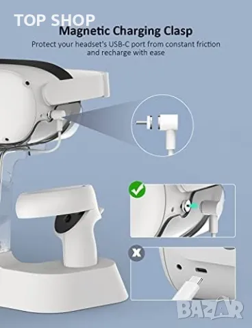 Нова Док Станция за зареждане с LED светлина за Oculus Quest 2/Стойка Контролер Слушалки, снимка 4 - Друга електроника - 49217112