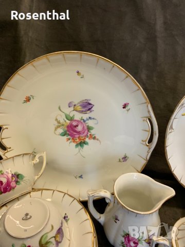 Десертен сервиз LUDWIGSBURG ръчно рисуван, произведен в периода 1919-1927 г., снимка 4 - Сервизи - 35032740