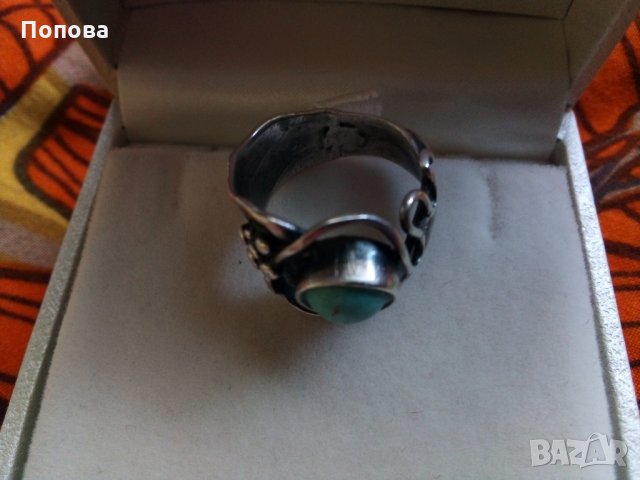 Авторски сребърен пръстен с тюркоаз - 3, снимка 3 - Пръстени - 28490175