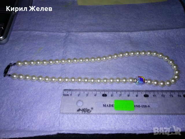СКЪПОЦЕННО ПЕРЛЕНО КОЛИЕ КУЛТИВИРАНИ ПЕРЛИ с ЮВЕЛИРНО ФАСЕТИРАН ПЛАНИНСКИ КРИСТАЛ 34775, снимка 3 - Колиета, медальони, синджири - 39179663