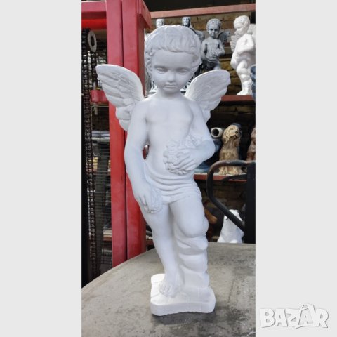 Ангел от бетон градинска фигура в бял цвят, снимка 1 - Градински мебели, декорация  - 40694938