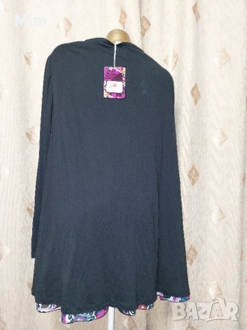 XXXL Черна туника с дълъг ръкав за едра дама , снимка 4 - Туники - 42998452