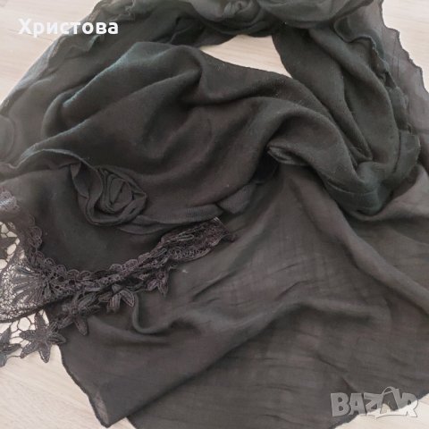 Ефирен шал в черно - 8,00лв., снимка 2 - Шалове - 32304763
