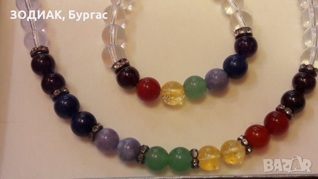 Комплект гердан, гривна, обеци - камъни, 7 чакри, снимка 3 - Бижутерийни комплекти - 26808495