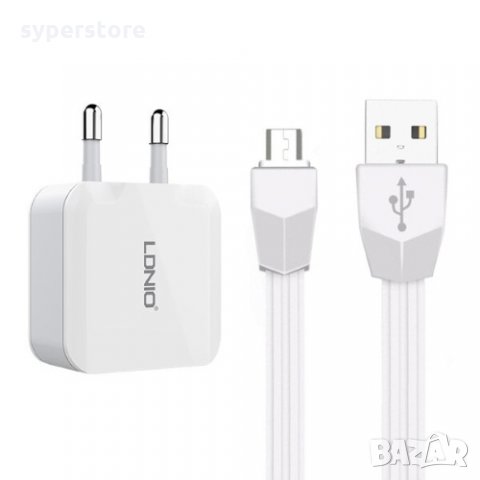 Зарядно 220V/2.4A с кабел Micro USB 2-USB изхода LDNIO A2201 SS001126 за Samsung, Huawei и др.