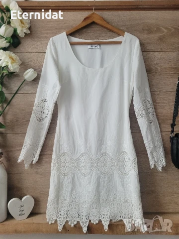 Бяла рокля рязана дантела , снимка 4 - Рокли - 50726604
