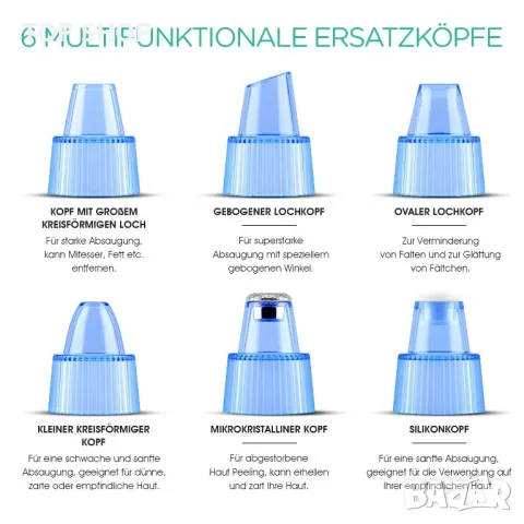 VOYOR BR510 Уред за почистване на пори,Прахосмукачка 6-в-1,LCD дисплей, снимка 6 - Маши за коса - 48804635