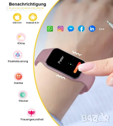 Смарт часовник IOWODO, монитор на здраве, фитнес тракер, снимка 4 - Смарт гривни - 47308140