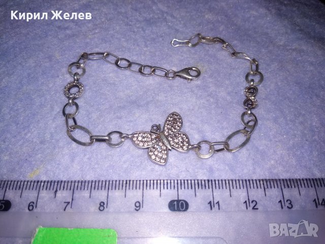 КРАСИВА НЕЖНА СРЕБЪРНА СКЪПОЦЕННА ГРИВНА с ПЕПЕРУДКА СРЕБРО 925 с ЮВЕЛИРНО ФАСЕТИРАНИ ЦИРКОНИ 34494, снимка 4 - Колиета, медальони, синджири - 39378713