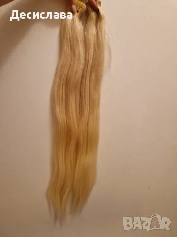 Естествена руса коса лукс - НОВА! Подходяща за трайно поставяне, без примеси, естествена висок клас!, снимка 3 - Аксесоари за коса - 48476671