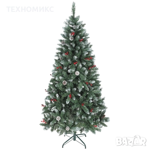 Изкуствена коледна елха декорирана с шишарки и горски плодове, зелена,, снимка 2 - Декорация за дома - 52348433