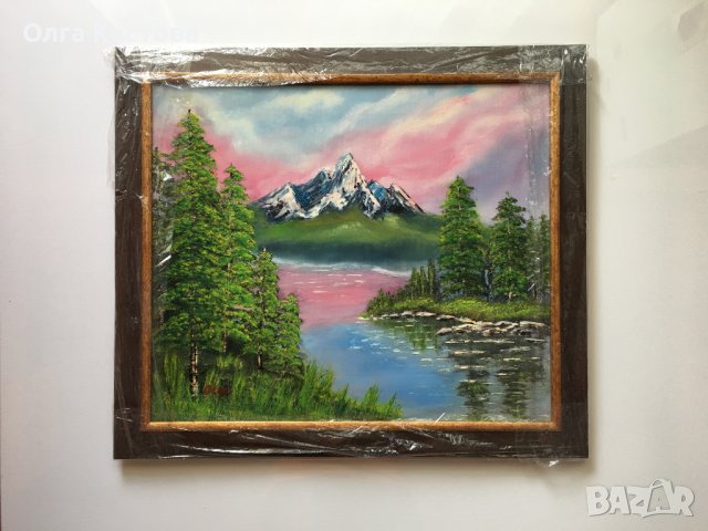 Картина за подарък. Картина с маслени бои. Планински пейзаж ”Борова гора”, снимка 2 - Картини - 43415784