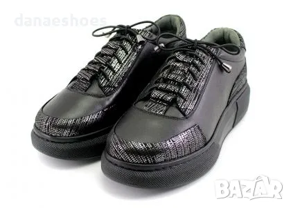 Обувки от естествена кожа в черно с анатомична подметка , снимка 4 - Дамски ежедневни обувки - 49075488