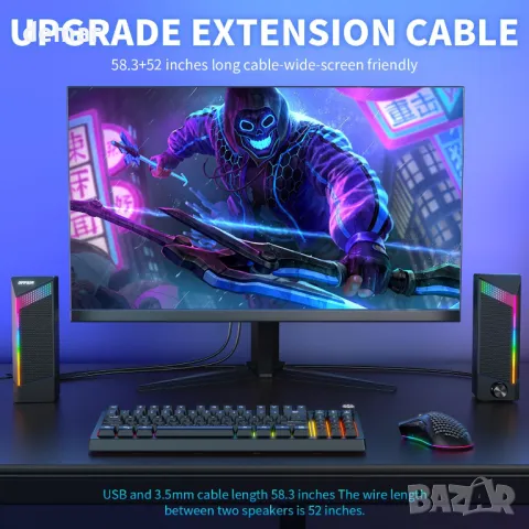 Компютърни високоговорители EnjoyNest, RGB високоговорители, USB захранване, 3,5 mm Aux, снимка 6 - Други - 49283281