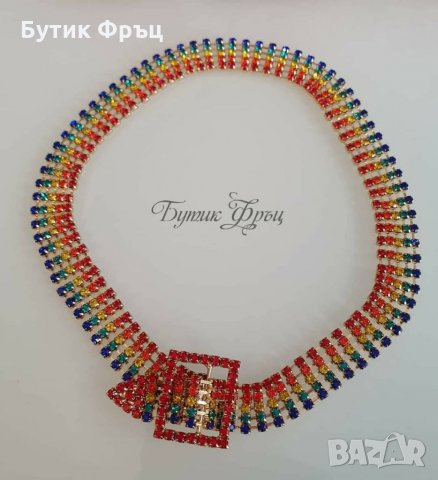 Чокър цветни кристали , снимка 2 - Колиета, медальони, синджири - 32356371