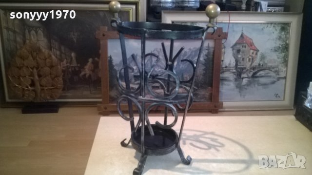 ПОСТАВКА ЗА ЧАДЪРИ ОТ КОВАНО ЖЕЛЯЗО И МЕСИНГ-50Х35СМ, снимка 8 - Колекции - 27400829