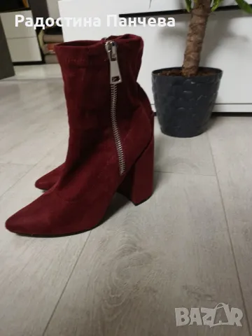 Велурени боти answear бордо дамски, снимка 3 - Дамски боти - 49564908