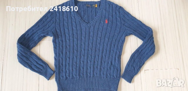 POLO Ralph Lauren Cable Pima Cotton  V - Neck Size S  ОРИГИНАЛ! Дамски Пуловер!, снимка 12 - Блузи с дълъг ръкав и пуловери - 52278109